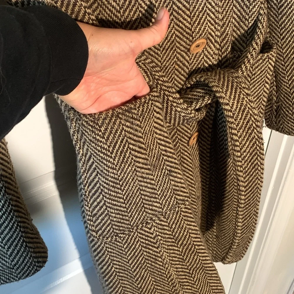 UNITED COLORS OF BENETTON Vintage Brown Houndstooth Jacket - Size 46 (Medium) - Picture 6 of 16